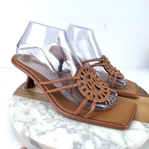 H&M Monogram Vegan Leather Kitten Heel Square Toe SANDALS EU41 INSTAGRAM - Picture 4 of 10
